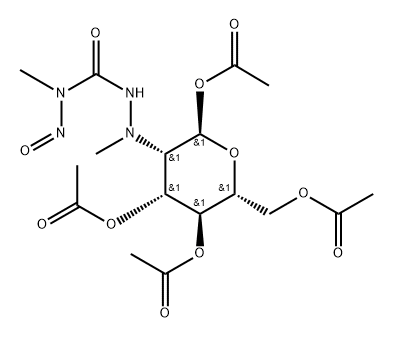 2-amino-2-deoxy-N'-methyl-N'-nitrosoureido-1,3,4,6-tetra-O-acetylmannopyranose Struktur