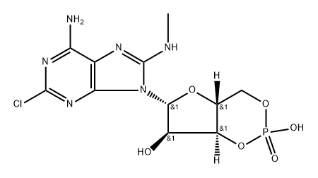 Adenosine, 2-chloro-8-(methylamino)-, cyclic 3',5'-(hydrogen phosphate) Struktur