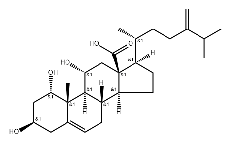 1α,3β,11α-Trihydroxyergosta-5,24(28)-dien-18-oic acid Struktur