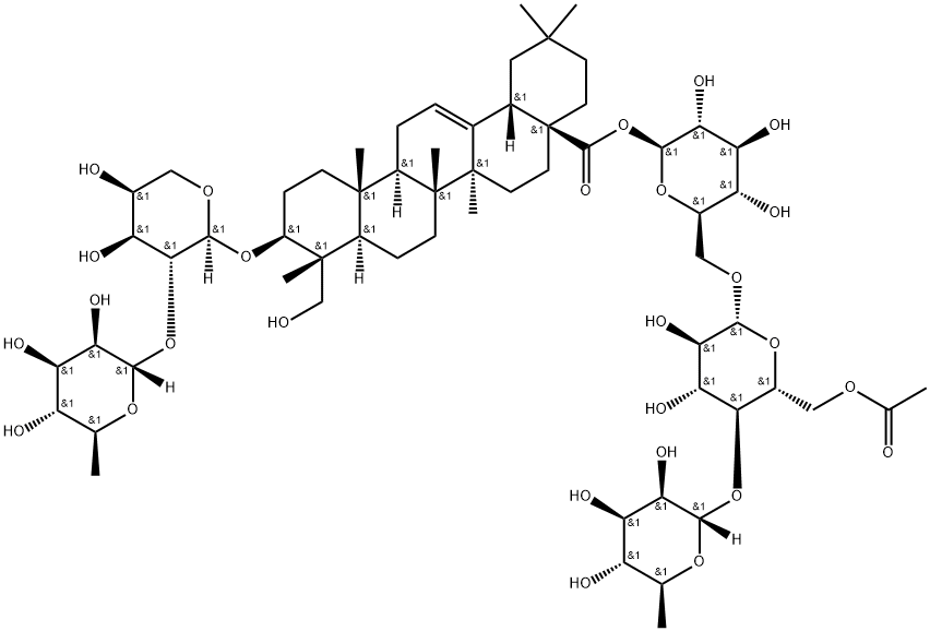 3β-[(2-O-α-L-Rhamnopyranosyl-α-L-arabinopyranosyl)oxy]-23-hydroxyoleana-12-ene-28-oic acid 6-O-(4-O-α-L-rhamnopyranosyl-6-O-acetyl-β-D-glucopyranosyl)-β-D-glucopyranosyl ester