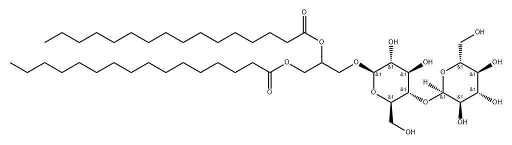 1(3)-dipalmitoyl-3(1)-(glucopyranosyl-(1-4)-glucopyranosyl)-glycerol Struktur