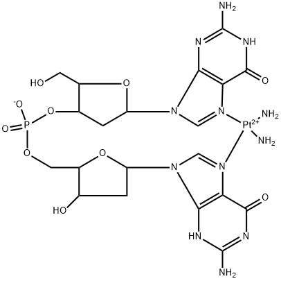 platinated 2'-deoxyguanylyl-(3'--5')-3'-deoxyguanosine Struktur