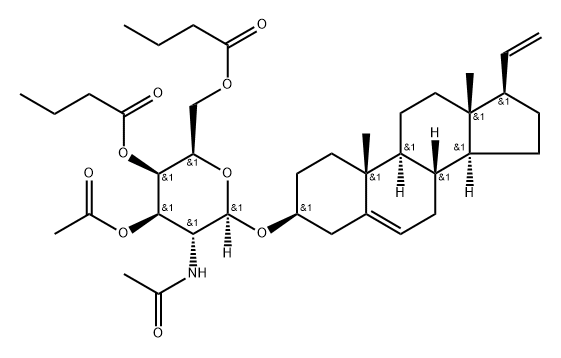 Pregna-5,20-dien-3β-yl 2-(acetylamino)-2-deoxy-β-D-galactopyranoside 3-acetate 4,6-dibutanoate Struktur