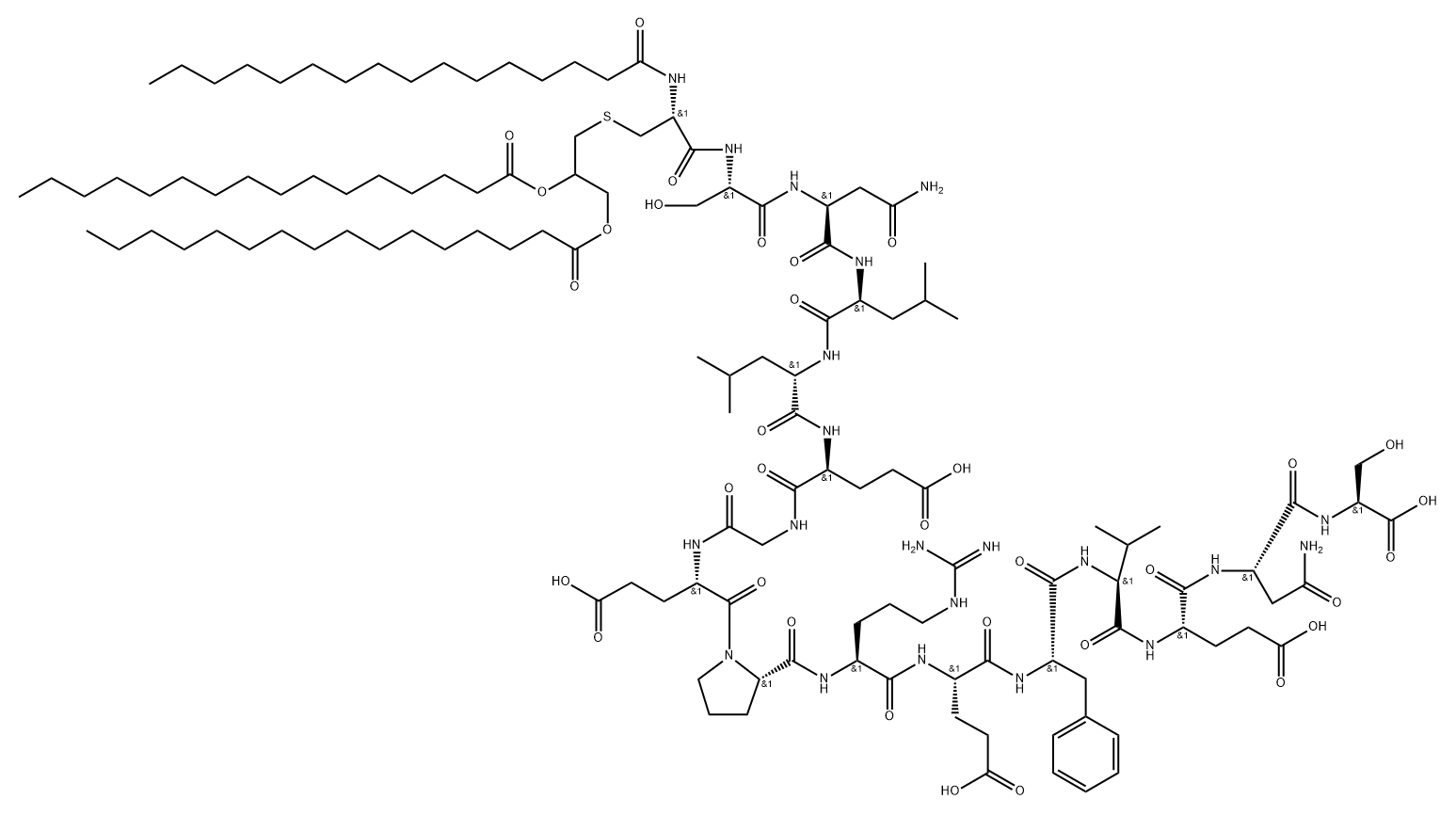 tripalmitoyl-S-glyceryl-cysteine-epidermal growth factor receptor(516-529) Struktur