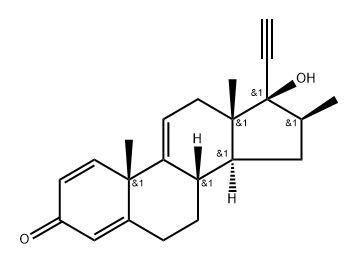 Pregna-1,4,9(11)-trien-20-yn-3-one, 17-hydroxy-16-methyl-, (16β,17α)- (9CI) Struktur