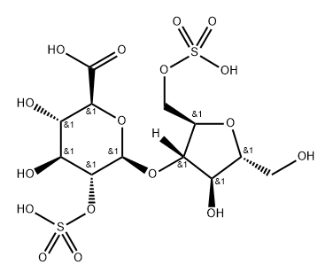 O-(glucuronic acid 2-sulfate)-(1--4)-O-(2,5)-anhydromannitol 6-sulfate Struktur