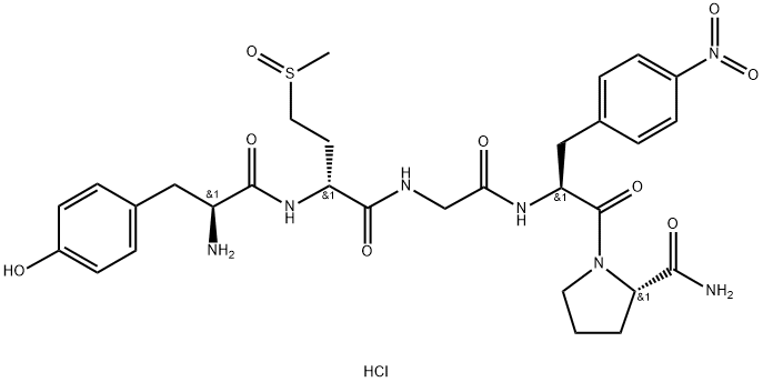 L-Prolinamide, L-tyrosyl-4-(methylsulfinyl)-D-2-aminobutanoylglycyl-4-nitro-L-phenylalanyl-, monohydrochloride (9CI) Struktur