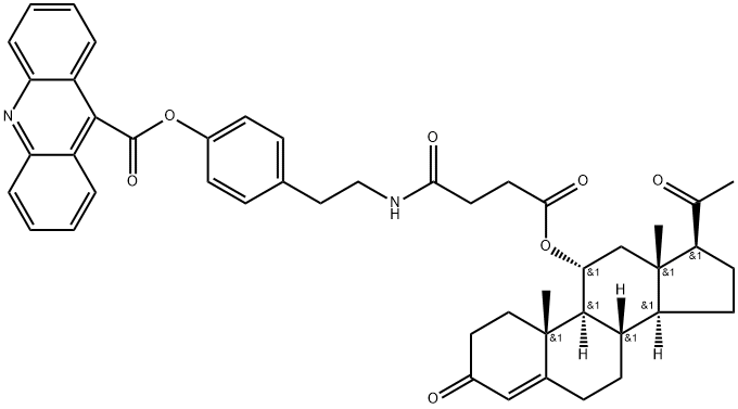 11-progesteryl-2-succinoyltyramine-4-(10-methyl)acridinium-9-carboxylate Struktur