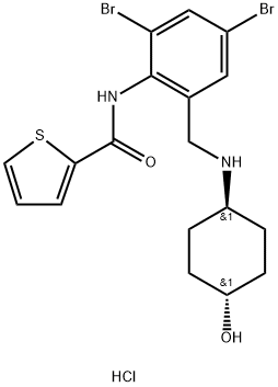 2-Thiophenecarboxamide, N-[2,4-dibromo-6-[[(trans-4-hydroxycyclohexyl)amino]methyl]phenyl]-, monohydrochloride (9CI) Struktur