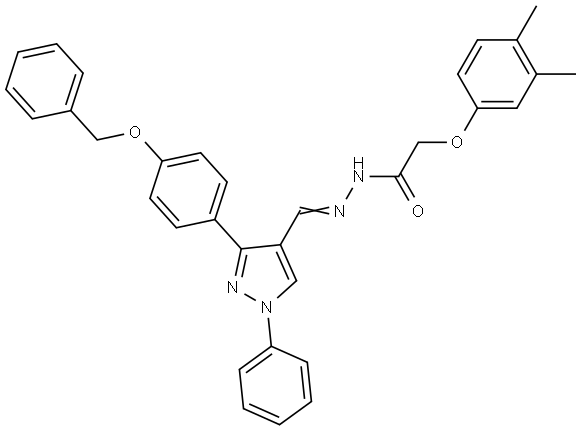 N'-((E)-{3-[4-(BENZYLOXY)PHENYL]-1-PHENYL-1H-PYRAZOL-4-YL}METHYLIDENE)-2-(3,4-DIMETHYLPHENOXY)ACETOHYDRAZIDE Struktur