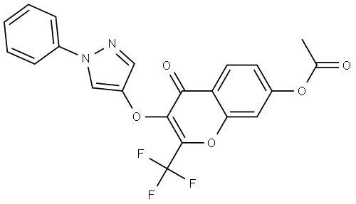 4-OXO-3-((1-PH-1H-PYRAZOL-4-YL)OXY)-2-(TRIFLUOROMETHYL)-4H-CHROMEN-7-YL ACETATE Struktur