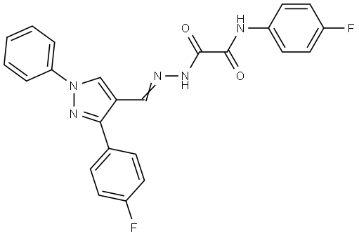 N-(4-FLUOROPHENYL)-2-((2E)-2-{[3-(4-FLUOROPHENYL)-1-PHENYL-1H-PYRAZOL-4-YL]METHYLENE}HYDRAZINO)-2-OXOACETAMIDE Struktur