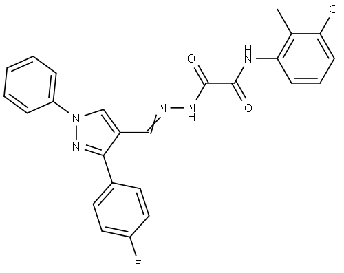 N-(3-CHLORO-2-METHYLPHENYL)-2-((2E)-2-{[3-(4-FLUOROPHENYL)-1-PHENYL-1H-PYRAZOL-4-YL]METHYLENE}HYDRAZINO)-2-OXOACETAMIDE Struktur