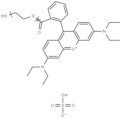 Poly(oxy-1,2-ethanediyl), .alpha.-2-3,6-bis(diethylamino)xanthylium-9-ylbenzoyl-.omega.-hydroxy-, hydrogen sulfate Struktur