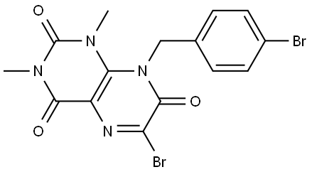 6-BROMO-8-(4-BROMOBENZYL)-1,3-DIMETHYL-2,4,7(1H,3H,8H)-PTERIDINETRIONE Structure