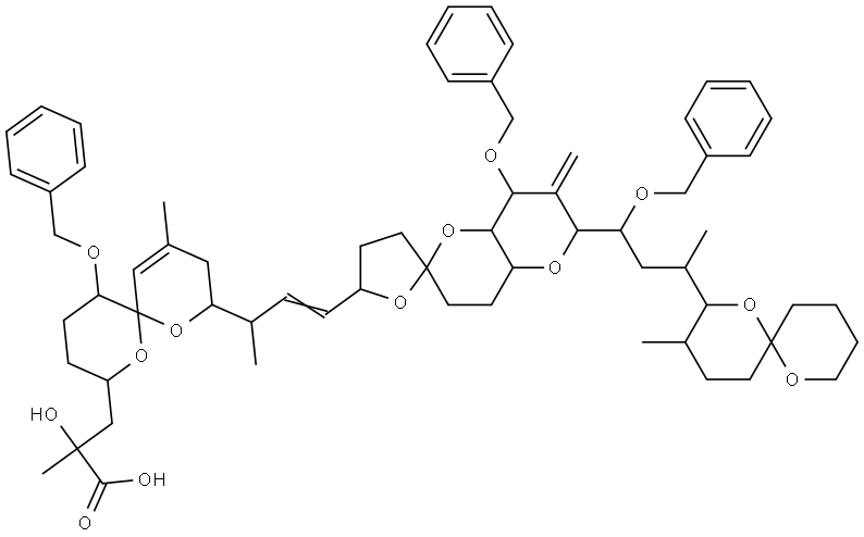 1,7-Dioxaspiro[5.5]undec-10-ene-2-propanoic acid, α-hydroxy-α,10-dimethyl-8-[1-methyl-3-[octahydro-6′-[3-(3-methyl-1,7-dioxaspiro[5.5]undec-2-yl)-1-(phenylmethoxy)butyl]-7-methylene-8-(phenylmethoxy)spiro[furan-2(3H),2′(3′H)-pyrano[3,2-b]pyran]-5-yl]-2-propenyl]-5-(phenylmethoxy)-, [2′R-[2′α[R*[1R*[2S*(R*),5R*,6R*,11S*],3E]],4′aβ,6′β[1S*,3S*(2R*,3R*,6S*)],8′α,8′aα]]-