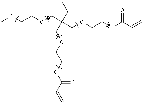 Poly(oxy-1,2-ethanediyl), .alpha.-hydro-.omega.-hydroxy-, ether with 2-ethyl-2-(hydroxymethyl)-1,3-propanediol (3:1), di-2-propenoate, methyl ether Struktur