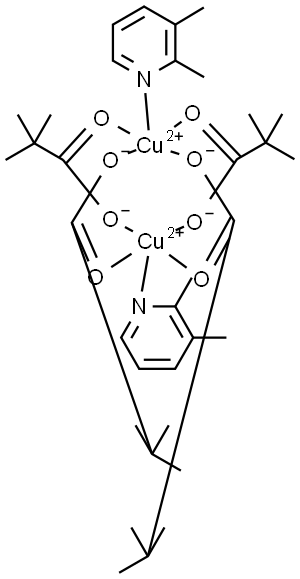 Bis(2,3-dimethylpyridino)tetra(μ2-O,O'-trimethylacetato)dicopper(II) Struktur