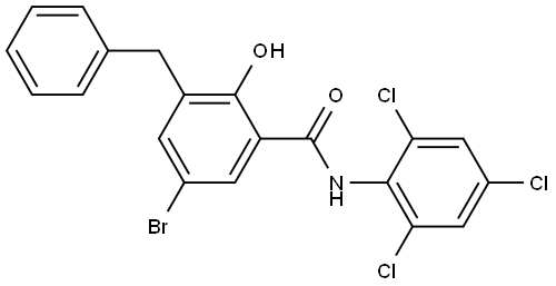 3-BENZYL-5-BROMO-2-HYDROXY-N-(2,4,6-TRICHLOROPHENYL)BENZAMIDE Struktur