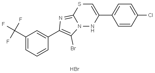 6-BR-3-(4-CL-PH)7(3-TRIFLUOROMETHYL-PH)-4H-IMIDAZO(2,1-B)(1,3,4)THIADIAZINE, HBR Struktur