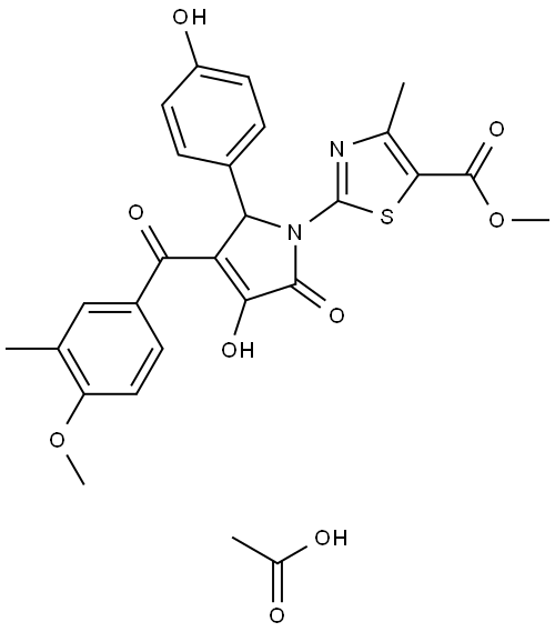 METHYL 2-[3-HYDROXY-5-(4-HYDROXYPHENYL)-4-(4-METHOXY-3-METHYLBENZOYL)-2-OXO-2,5-DIHYDRO-1H-PYRROL-1-YL]-4-METHYL-1,3-THIAZOLE-5-CARBOXYLATE ACETATE Struktur