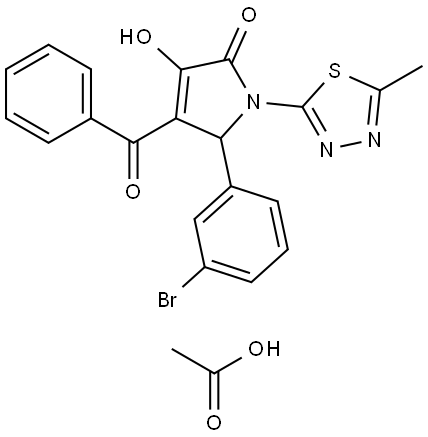 4-BENZOYL-5-(3-BROMOPHENYL)-3-HYDROXY-1-(5-METHYL-1,3,4-THIADIAZOL-2-YL)-1,5-DIHYDRO-2H-PYRROL-2-ONE ACETATE Struktur