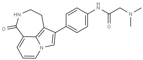 2-(dimethylamino)-N-(4-(1-oxo-1,2,3,4-tetrahydroazepino[3,4,5-hi]indolizin-5-yl)phenyl)acetamide Struktur