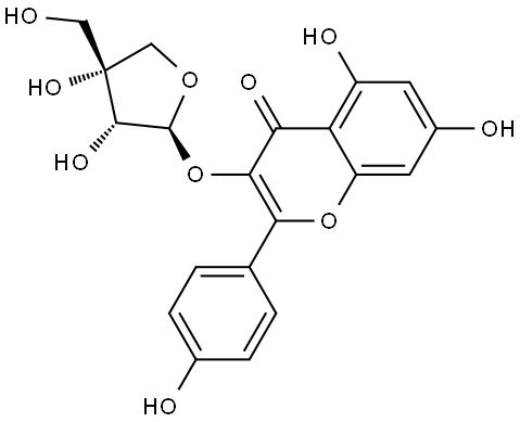 4H-1-Benzopyran-4-one, 3-(D-apio-β-D-furanosyloxy)-5,7-dihydroxy-2-(4-hydroxyphenyl)- Struktur