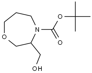 tert-butyl 3-(hydroxymethyl)-1, 4-oxazepane-4-carboxy1ate Struktur