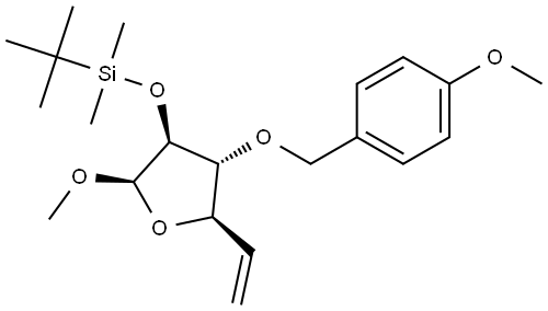 METHYL 2-O-[TERT-BUTYL(DIMETHYL)SILYL]-5,6-DIDEOXY-3-O-(4-METHOXYBENZYL)-BETA-D-ARABINO-HEX-5-ENOFURANOSIDE Struktur