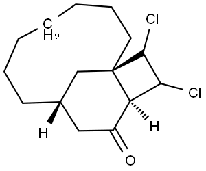 (1R,9R,12R)-13,14-DICHLOROTRICYCLO[7.5.1.0(1,12)]PENTADECAN-11-ONE Struktur