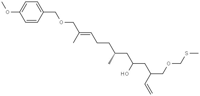 (7R,10E)-12-[(4-METHOXYBENZYL)OXY]-7,11-DIMETHYL-3-{[(METHYLSULFANYL)METHOXY]METHYL}-1,10-DODECADIEN-5-OL Struktur