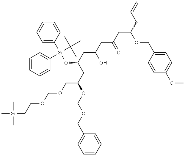 (9R,11R,17S)-17-ALLYL-9-[(BENZYLOXY)METHOXY]-11-{[TERT-BUTYL(DIPHENYL)SILYL]OXY}-13-HYDROXY-19-(4-METHOXYPHENYL)-2,2-DIMETHYL-5,7,18-TRIOXA-2-SILANONADECAN-15-ONE Struktur