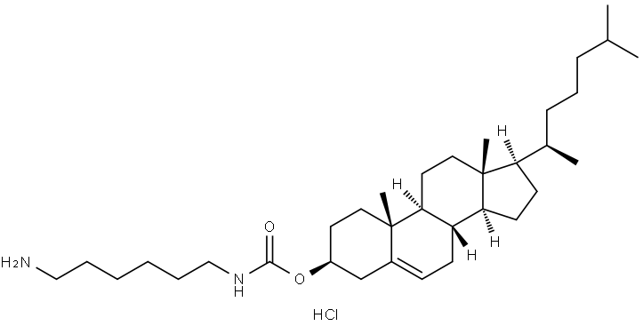 Cholest-5-en-3-ol (3β)-, 3-[N-(6-aminohexyl)carbamate], hydrochloride (1:1) Struktur