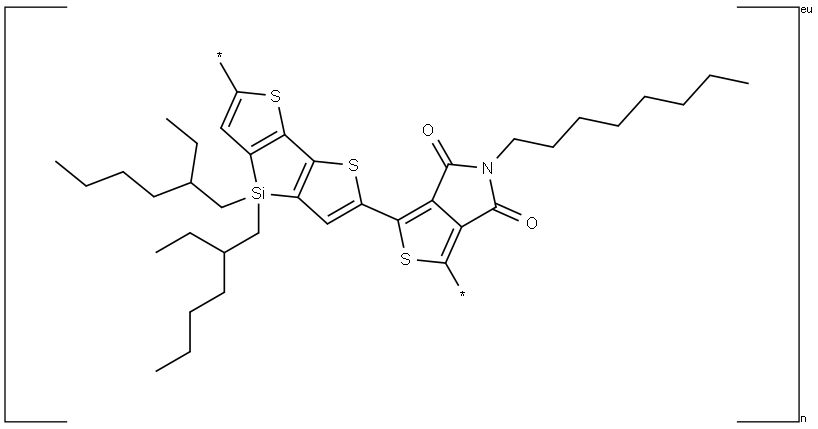 Poly[2,6(4,4'bis(ethylhexyl)dithieno[3,2-b:2',3'-d]silole)-alt-(1,3-(5-octyl-4H-thieno[3,4-c]pyrrole-4,6(5H)-dione))] Struktur