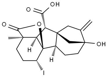 Gibbane-1,10-dicarboxylic acid, 4a,7-dihydroxy-4-iodo-1-methyl-8-methylene-, 1,4a-lactone, (1α,4β,4aα,4bβ,10β)- (9CI)