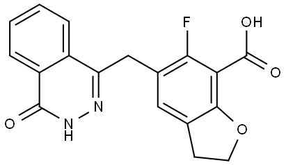 6-fluoro-5-((4-oxo-3,4-dihydrophthalazin-1-yl)methyl)-2,3-dihydrobenzofuran-7-carboxylic acid Struktur