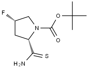 1-Pyrrolidinecarboxylic acid, 2-(aminothioxomethyl)-4-fluoro-, 1,1-dimethylethyl ester, (2S,4S)- Struktur