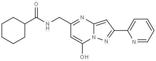 Cyclohexanecarboxamide, N-[[7-hydroxy-2-(2-pyridinyl)pyrazolo[1,5-a]pyrimidin-5-yl]methyl]- Struktur