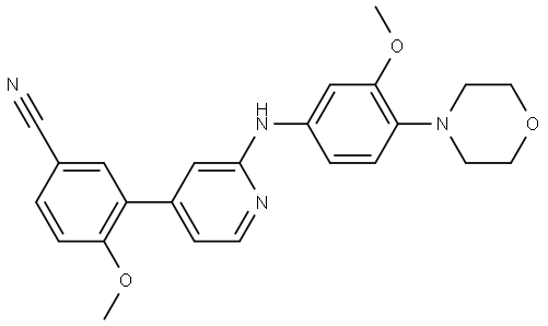 4-Methoxy-3-[2-[(3-methoxy-4-morpholinophenyl)amino]-4-pyridyl]benzonitrile Struktur