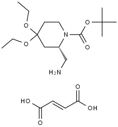 (2S)-2-(Aminomethyl)-4,4-diethoxypiperidine fumarate, N1-BOC protected Struktur