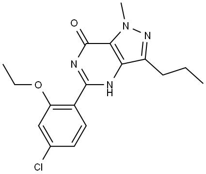 7H-Pyrazolo[4,3-d]pyrimidin-7-one, 5-(4-chloro-2-ethoxyphenyl)-1,6-dihydro-1-methyl-3-propyl- Struktur