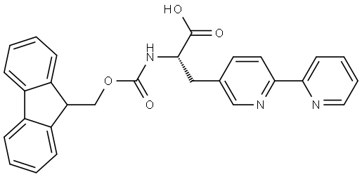 2-((((9H-fluoren-9-yl)methoxy)carbonyl)amino)-3-([2,2'-bipyridin]-5-yl)propanoic acid Struktur