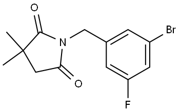 1-(3-bromo-5-fluorobenzyl)-3,3-dimethylpyrrolidine-2,5-dione Struktur