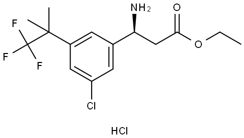 Benzenepropanoic acid, β-amino-3-chloro-5-(2,2,2-trifluoro-1,1-dimethylethyl)-, ethyl ester, hydrochloride (1:1), (βS)- Struktur