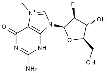 N7-Methyl-2'-deoxy-2'-fluoroarabinoguanosine Struktur