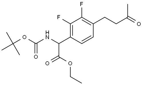 ethyl 2-((tert-butoxycarbonyl)amino)-2-(2,3-difluoro-4-(3-oxobutyl)phenyl)acetate Struktur