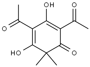 2,4-Cyclohexadien-1-one, 2,4-diacetyl-3,5-dihydroxy-6,6-dimethyl- Struktur