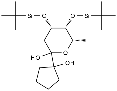 3,4-BIS-O-[TERT-BUTYL(DIMETHYL)SILYL]-2,6-DIDEOXY-1-C-(1-HYDROXYCYCLOPENTYL)-L-LYXO-HEXOPYRANOSE Struktur