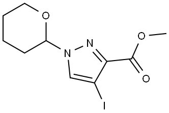 1H-Pyrazole-3-carboxylic acid, 4-iodo-1-(tetrahydro-2H-pyran-2-yl)-, methyl ester Struktur